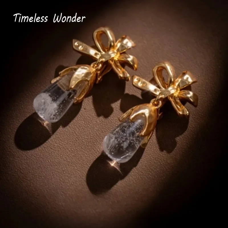 

Timeless Wonder Retro Bowknot Geo Stone Clip on Earrings for Women Designer Jewelry Gift Brincos Trendy Top Mix Rare Gift 3288