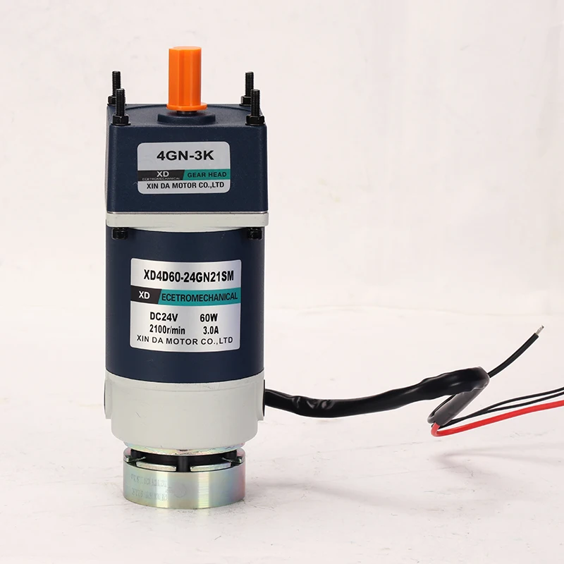 24V 60W DC Gear Motor 4D60GN-24 Gear Low Speed Motor With Brake Adjustable-Speed CW CCW High Torque Slow Speed