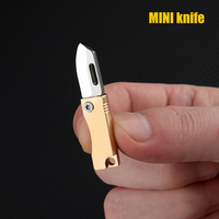 Mini Brass Folding Knife Keychain EDC Pocket Knives Carry-on Unpacking Express Package Utility Knife Outdoor Survival Tools