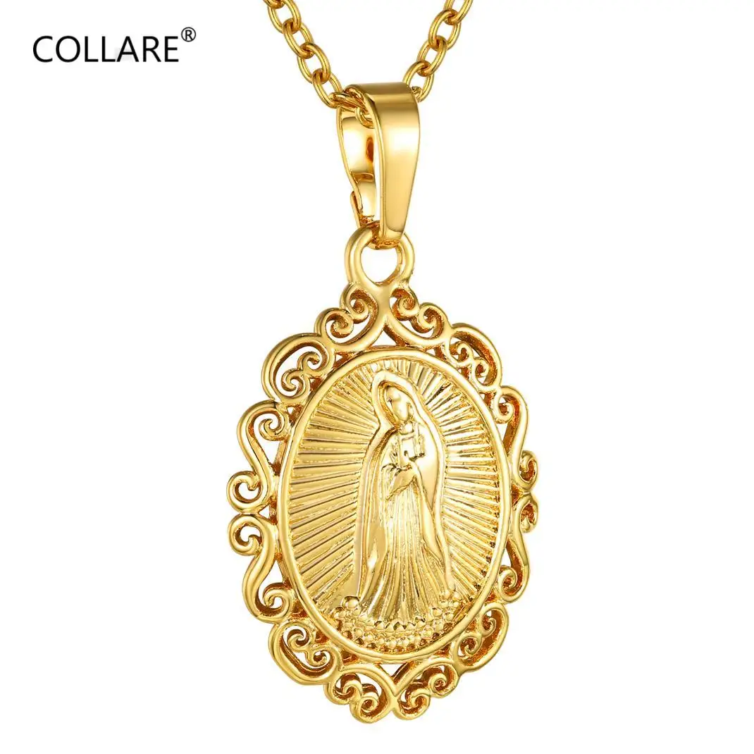 

ChainsPro Virgin Mary Pendant Necklace Christain Jewelry Women Men 14K Gold color Stainless Steel CP711 QC25