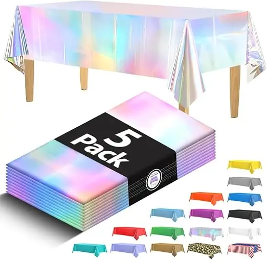 1/3/5Pcs Dazzling Color Disposable Tablecloth 137×183cm Waterproof Cover for Wedding Banquet Holiday Dinner Birthday Party Decor