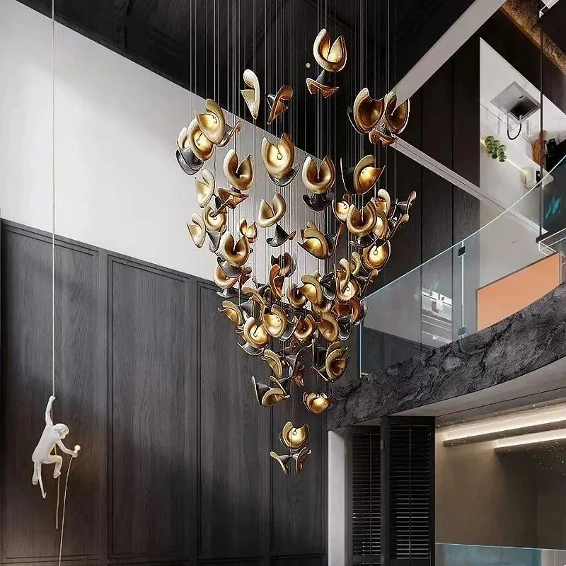 Modern Contemporary Custom Trumpet Shade Pendant Lamp Metal Gold Silver Dimmable Ceilings Lustre for Hotel Restaurant