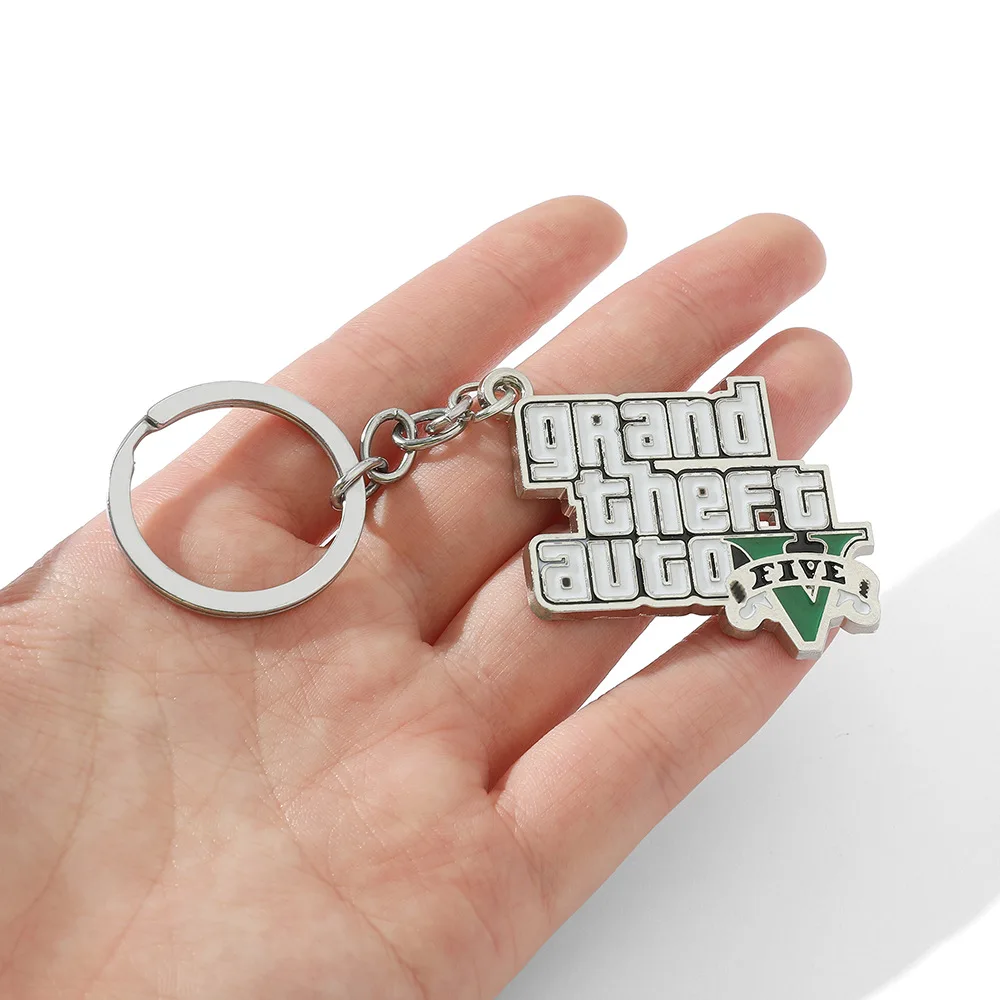 Game PS4 GTA5 Keychain GTA V Grand Theft Auto 5 Star Muti Pendant Keyring For Men Fashion Key Holder Jewelry