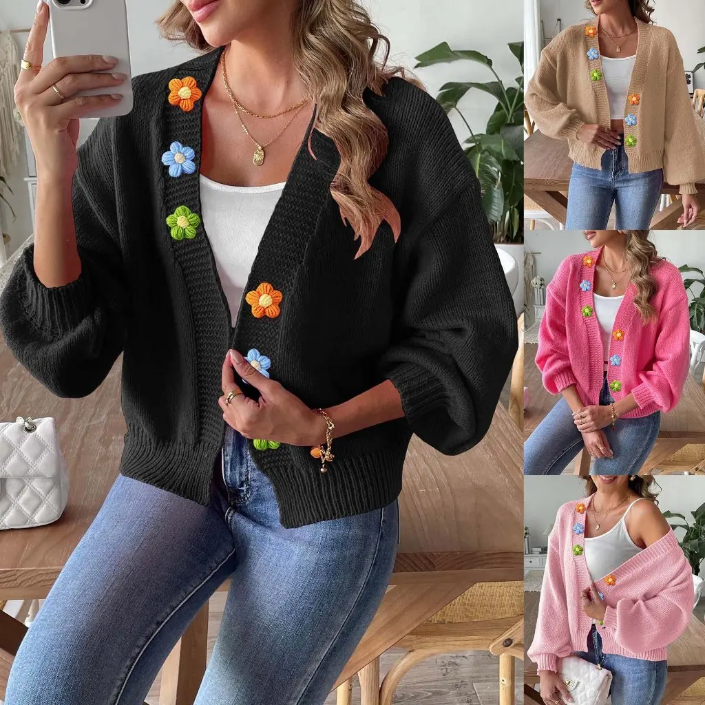 

Женский тканый свитер, пальто, вязаный крючком, короткий кардиган в европейском и американском стиле M69302