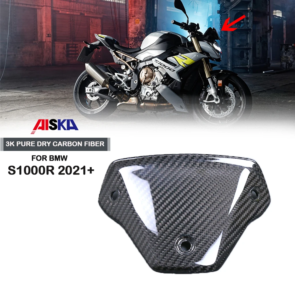 Motorcycle Headstock Small Cover Plate Fairing 3K Pure Dry Carbon Fiber Small Front Cover For BMW S1000R 2021 2022 2023 2024