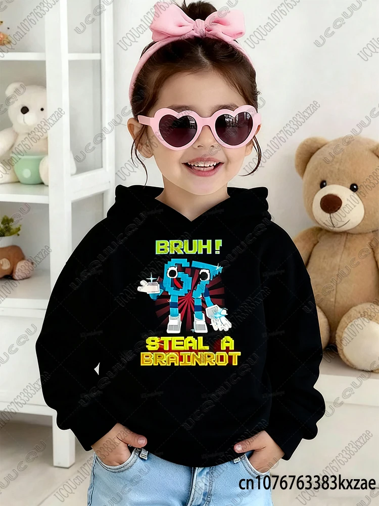 Bruh 67 ستة سبعة 6-7 مضحك Brainrot ميمي للأطفال الكبار كنزة قطيفة Y2k سرقة الدماغ هريرة Bruh OG Meowl معطف مقنع