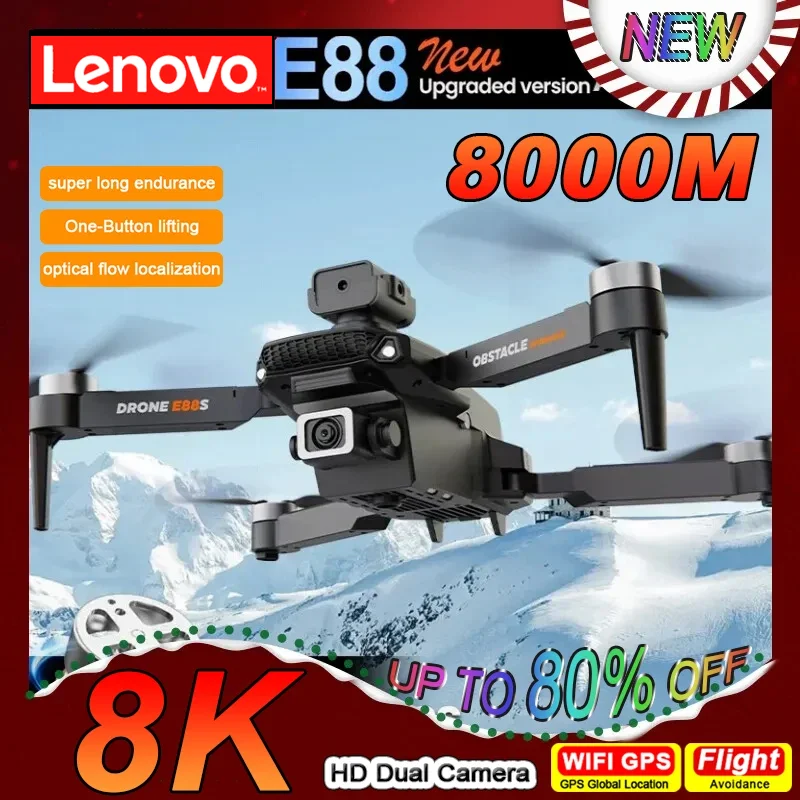 Lenovo E88S Drone 5G Wifi 8K Professinal HD Dual Camera Wide Angle Optical Flow Localization Obstacle Avoidance Quadcopter Toys