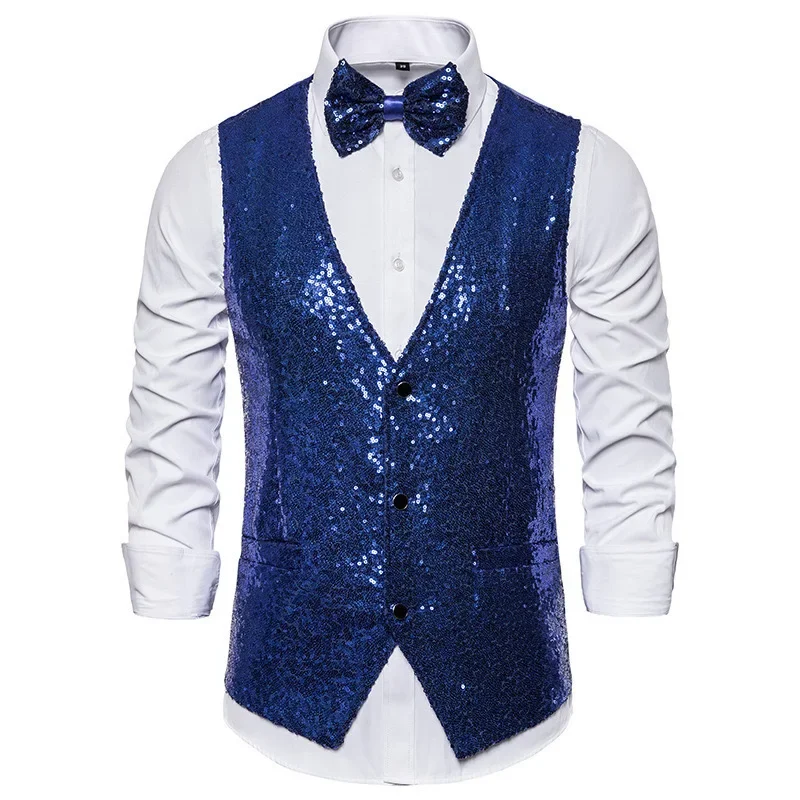 O711costume da spettacolo teatrale da uomo piccolo gilet con paillettes gilet da studio photo host