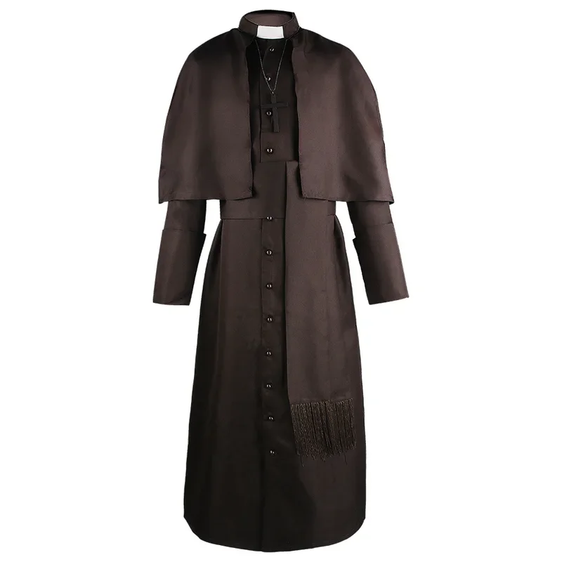 ยุคกลางสีทึบพ่อเครื่องแต่งกายฮาโลวีน Pastor COSPLAY เครื่องแต่งกาย