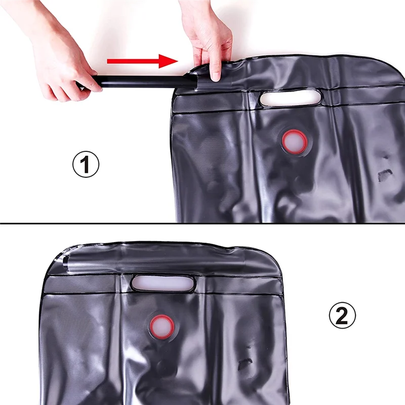 25L 캠프 샤워 가방 태양 에너지 가열 휴대용 접이식 야외 목욕 가방 여행 하이킹 등산 PVC 워터 가방 블랙