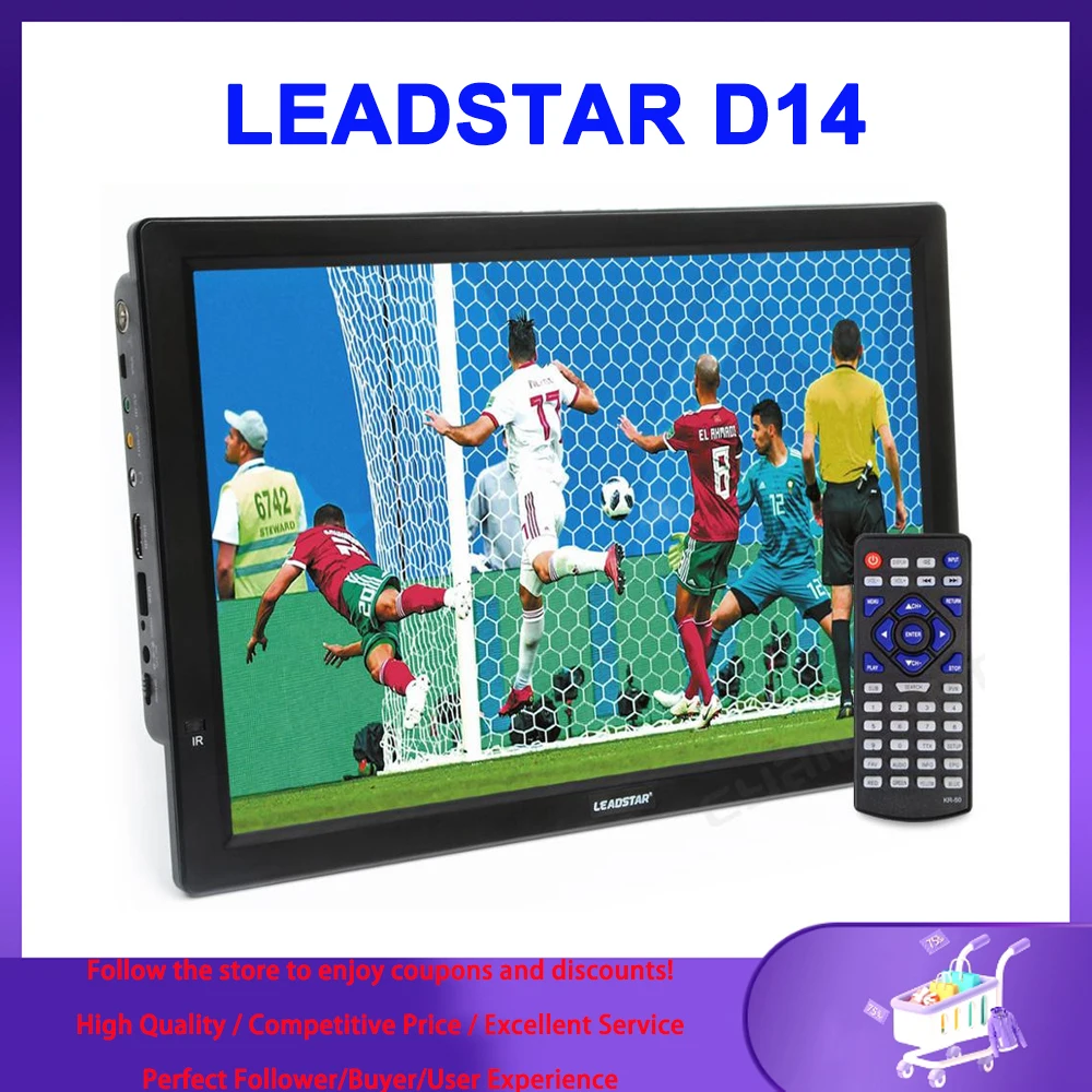 LEADSTAR D14 Portable Digital TV LD-D14 MP3 Player MP4 Player 14 Inch Mini Car TV for Vehicle Camping DVB-T DVB-T2 ATSC 1280x800