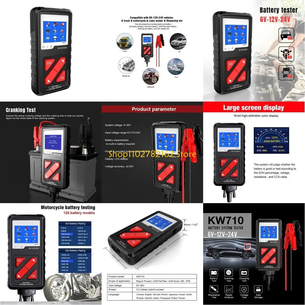 

547B 6/12V/24V Scanner Truck Battery Tester Battery Diagnostic Detector Tool