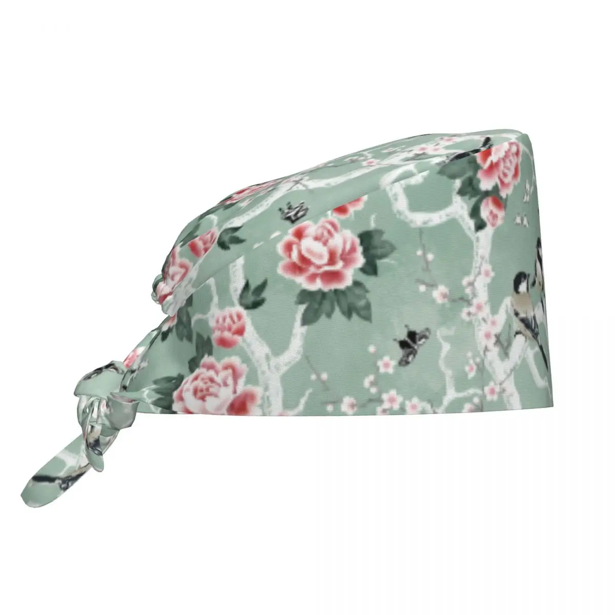 Custom Birds Flowers Scrubs Cap Surgical Hats Women Men Peony Sakura Cherry Blossom Operating Room Cap Nursing Cap Lab Works Hat