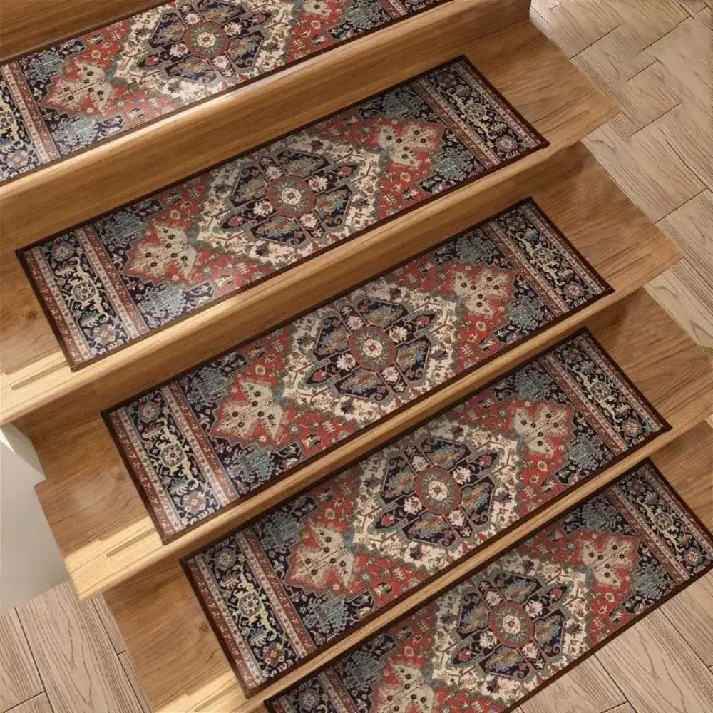 Home Deco Non-Slip Stair Treads Self-adhesive 8x30 Inch Carpet European Style TPR Backing Stair Runner for Most Steps