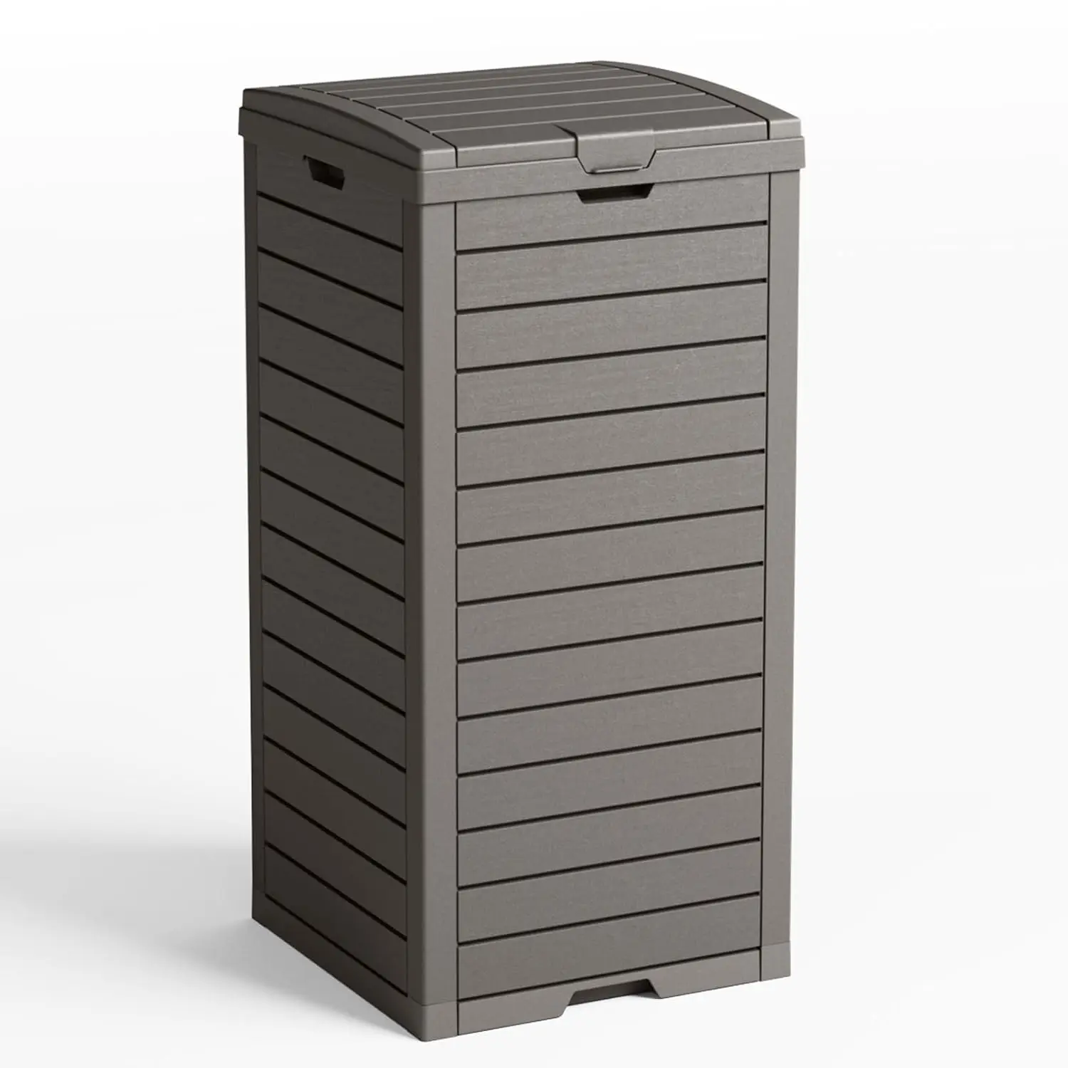 Outdoor Trash Can, Waterproof Resin Garbage Can, Durable and Stylish Waste Bin for Kitchen, Garden, Deck (Grey, 31 Gal)
