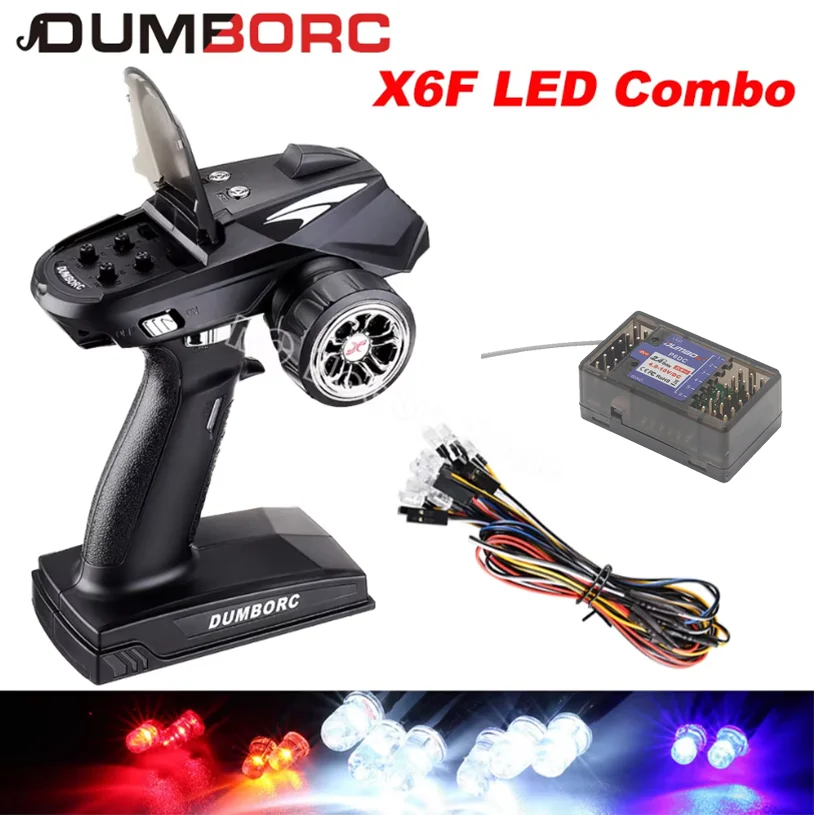 

DUMBORC X6 6CH 2.4G RC Radio Controller Transmitter with X6F P6DC Receiver DC LED Set for MN-90 Rc Car Boat Tank RC Vehicle