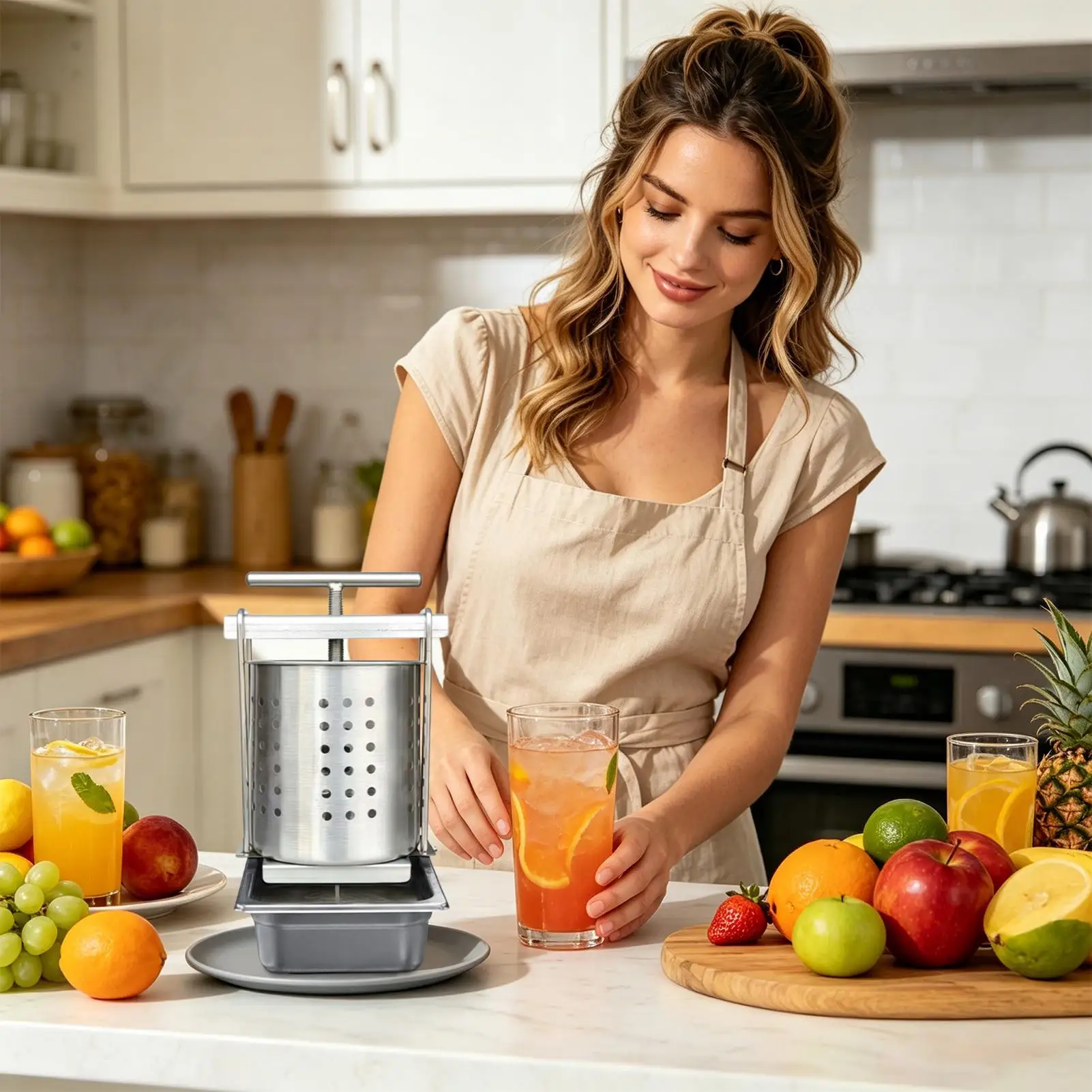 Vegetable Fruit Wine Press Stainless Steel Honey Juicer Hand Press Fruit Squeezer  Home Cooks Parents Chefs Beekeepers Holiday