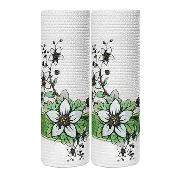 

2 Rolls Flower Kitchen Paper Towels Disposable Dish Cleaning Cloth Kitchen Tissue Paper