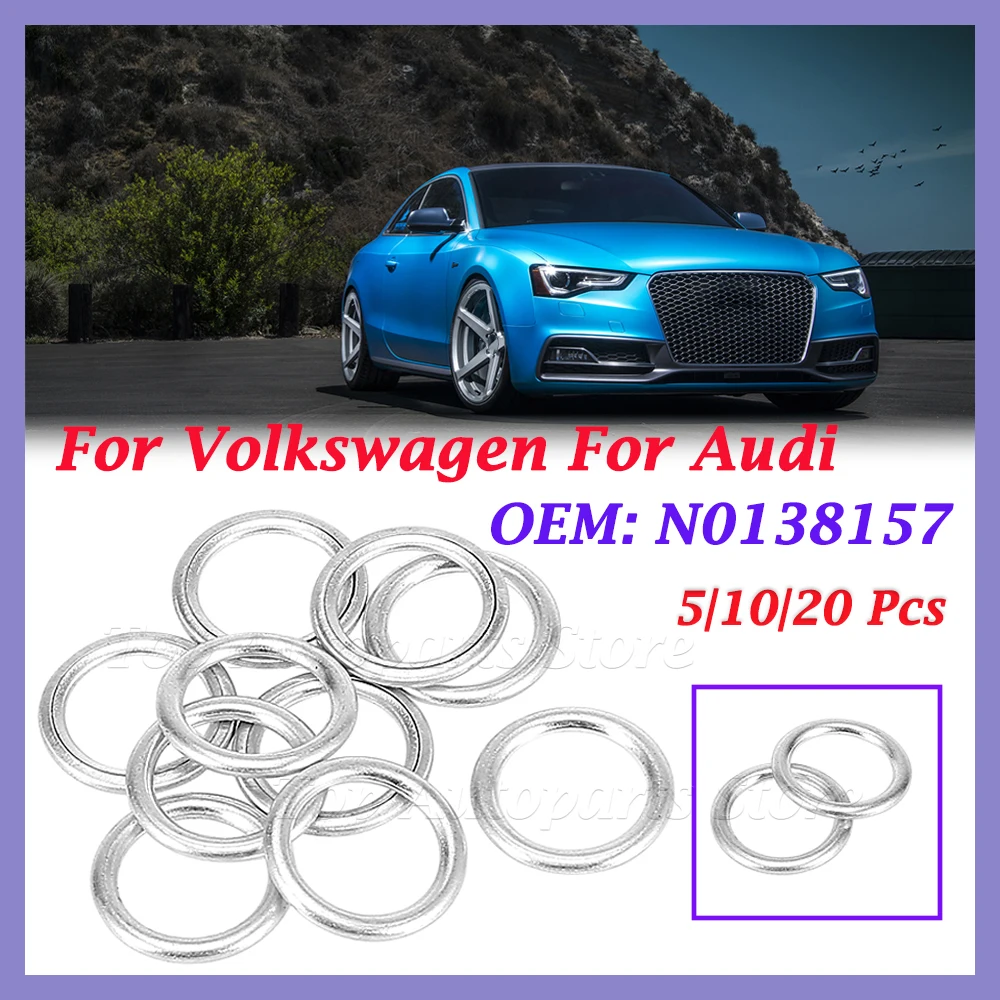 For VW For Audi N0138157 Engine Oil Pan Screw Gasket Washers 5/10/20 Pcs M14 Crush Washer Oil Drain Plug Gaskets 14X20X1.5mm