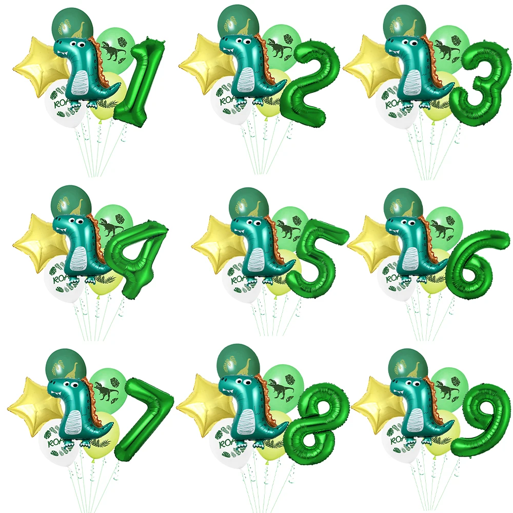 

Dinosaur Party Decor 1 2 3 Years Boy Birthday Cute Dinosaur Printed Balloon Pentagram Number Balloon Baby Shower Party Supplies