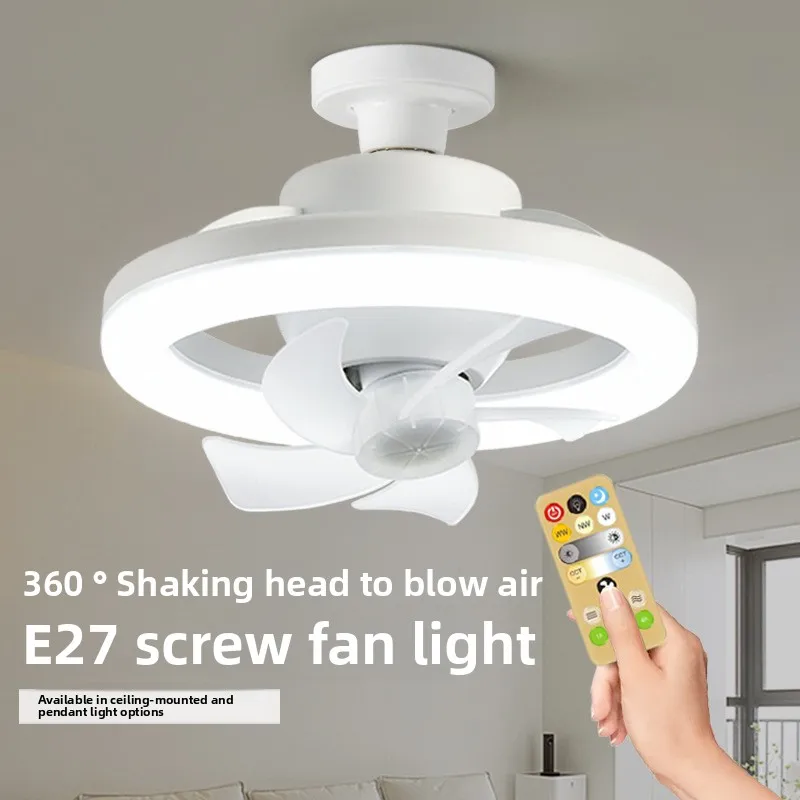 Ceiling Fan Light 48/60W 3-Speed Cooling Fan Ceiling Light Remote Control E27 Lamp Holder 3-gear Dimmable Electric Fan Lamp