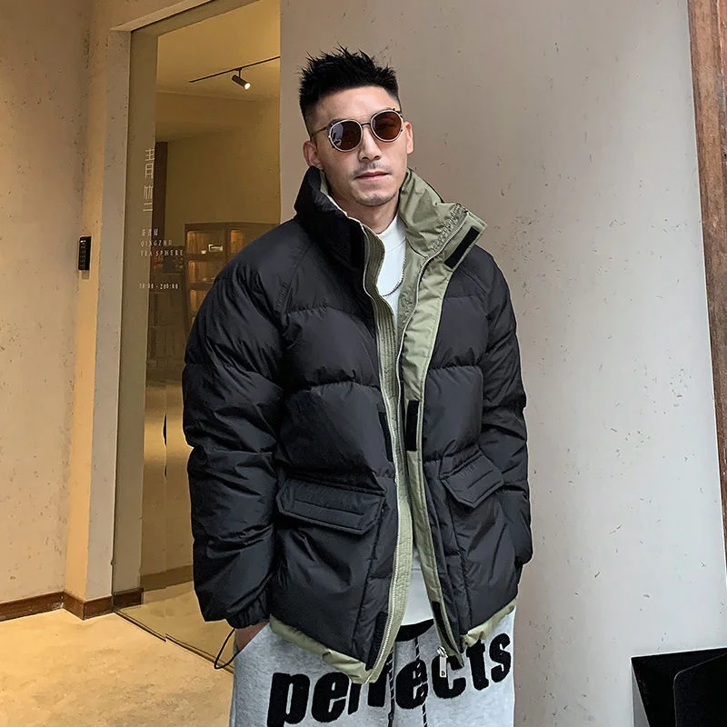 

2024 Men Autumn Winter New Thicken Warm Parkas Jackets Male Stand Collar Casual Solid Color Cotton Padded Coats M79