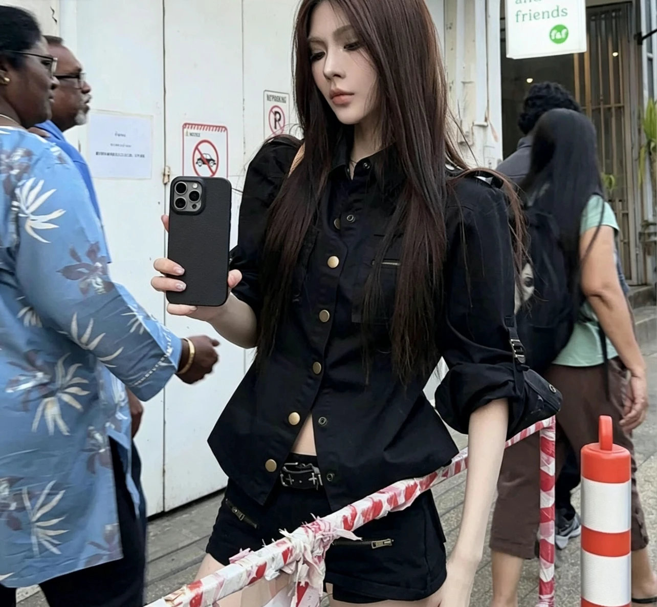 

American retro hot girl black gothic jacket for women 2026 spring new fashion streetwear y2k harajuku hip hop casual slim jacket