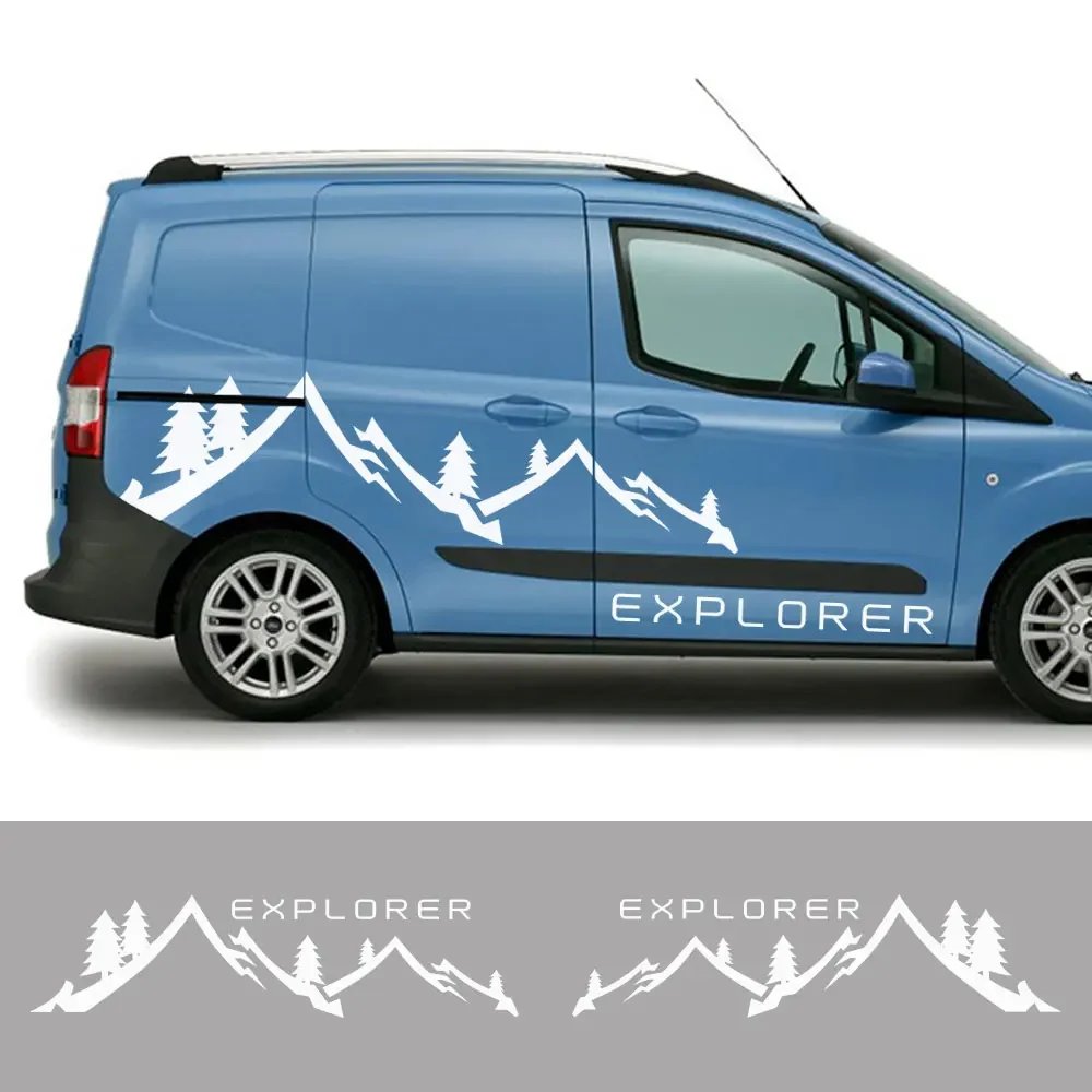 Car Side Door Stickers For Ford Transit Courier Camper Van Graphics Mountain Style Vinyl Decor Decals Auto Tuning Accessories