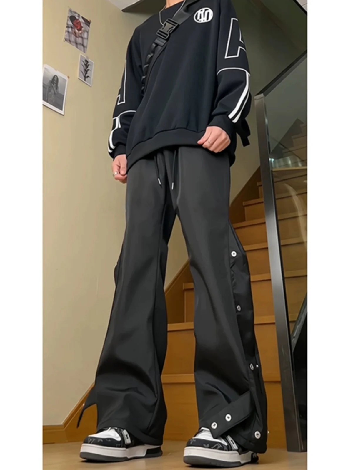 Men's Winter Warm Fce Lined Cargo Pants Button Detail Waterproof Workwear Sle Bla Casual Trousers Youthful Vitali