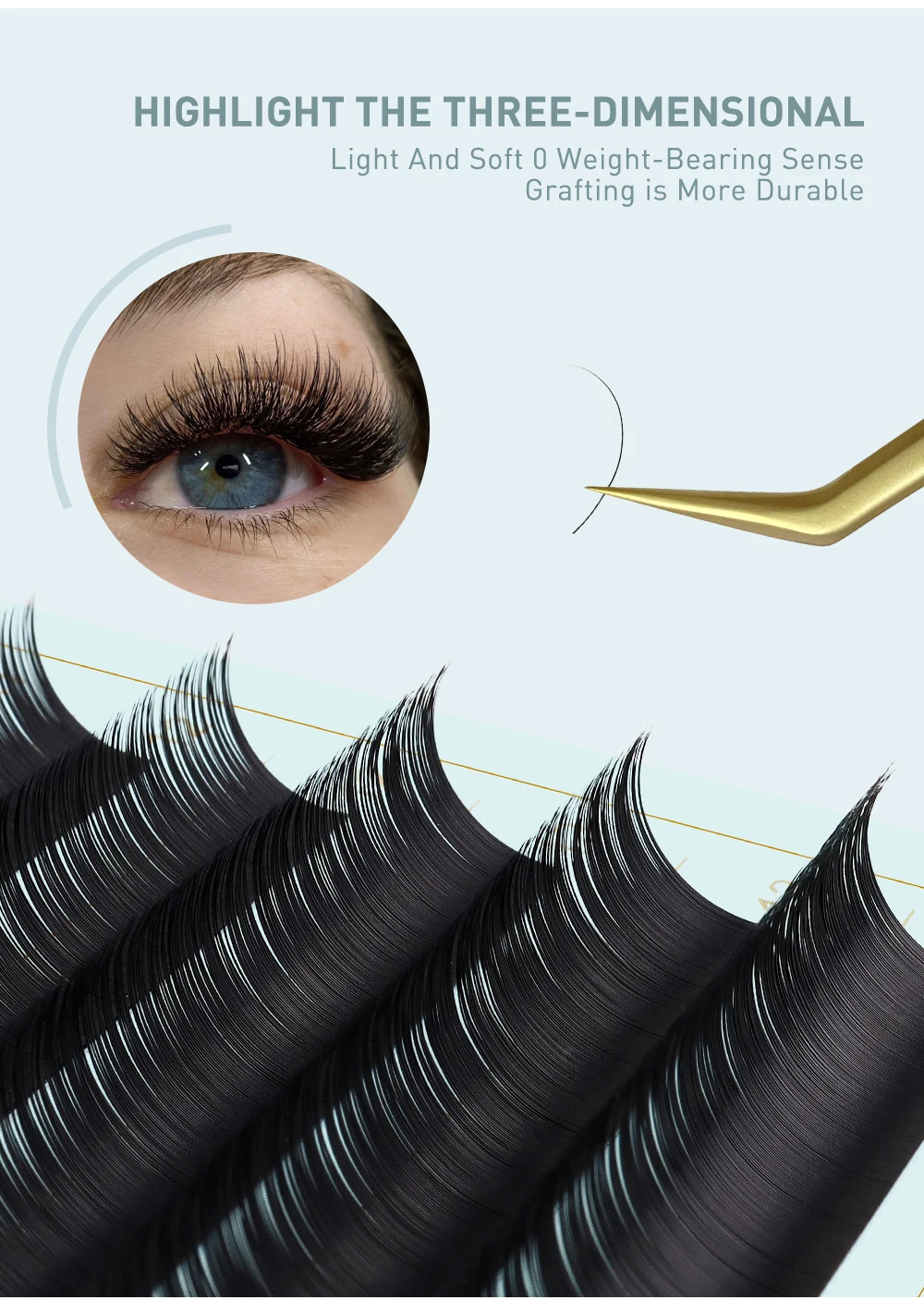 SAKURAHANA Klassische individuelle Wimpernverlängerungen, mattschwarze Volumen-Kaschmir-Wimpern, weiche, natürliche Nerz-Premium-Volumen-Wimpern – Detail 7