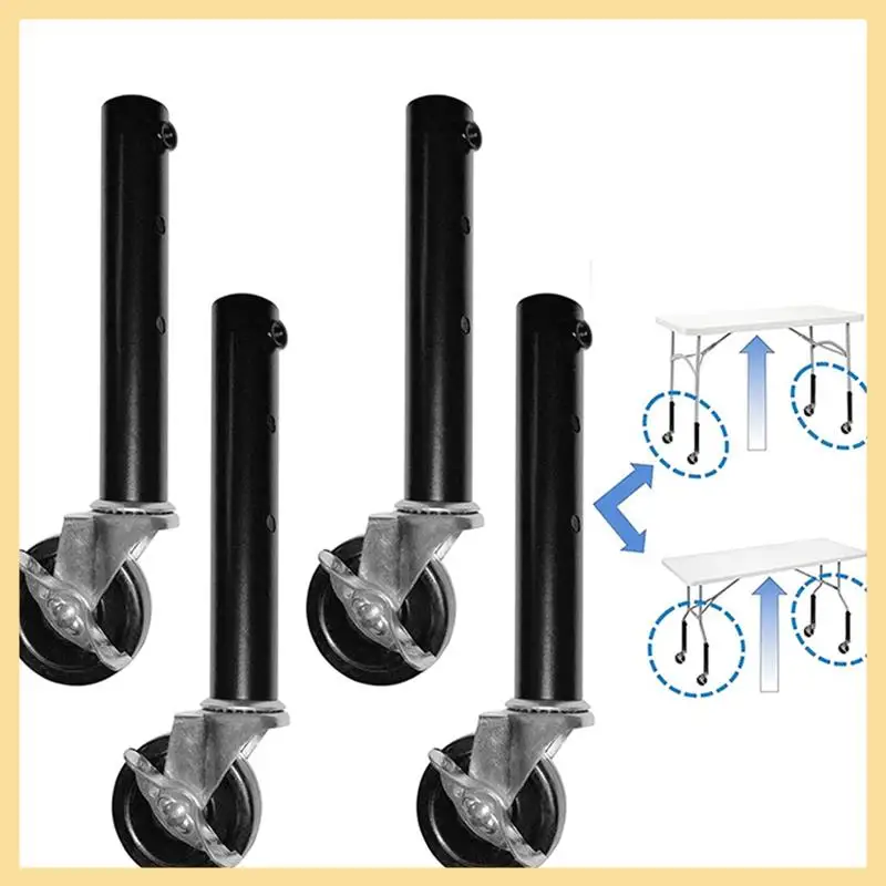 

Table Leg Extension For Folding Table Castors - Pack Of 4 Risers With Wheels For Straight And Curved Legs Durable 51Cm