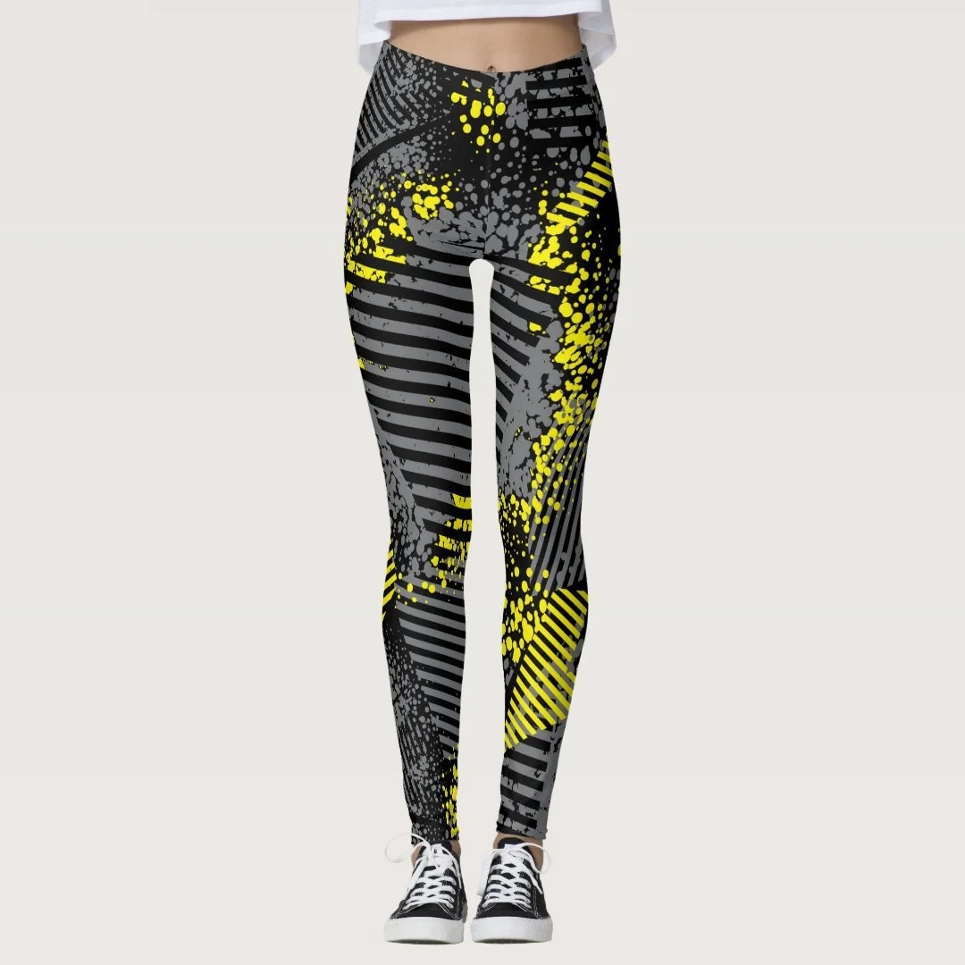 Pantaloni da yoga da donna stampati con graffiti geometrici 3D Moda da corsa Fitness Leggings a vita alta Pantaloni sportivi quotidiani all'aperto per le donne