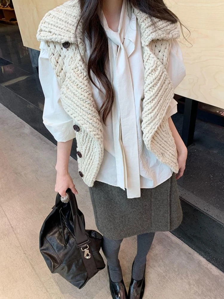 Fashion Premium Beautiful Knit Vests Minority Elegant All-match Short Slim Coat Small Fellow High Street Vintage Jackets