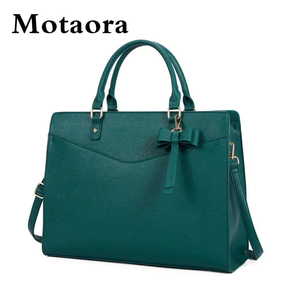 

Women's PU Leather Laptop Briefcase 15.6 Inch Shockproof Office Work Bag for Business, Stylish Shoulder Handbag Carry On MOTAORA