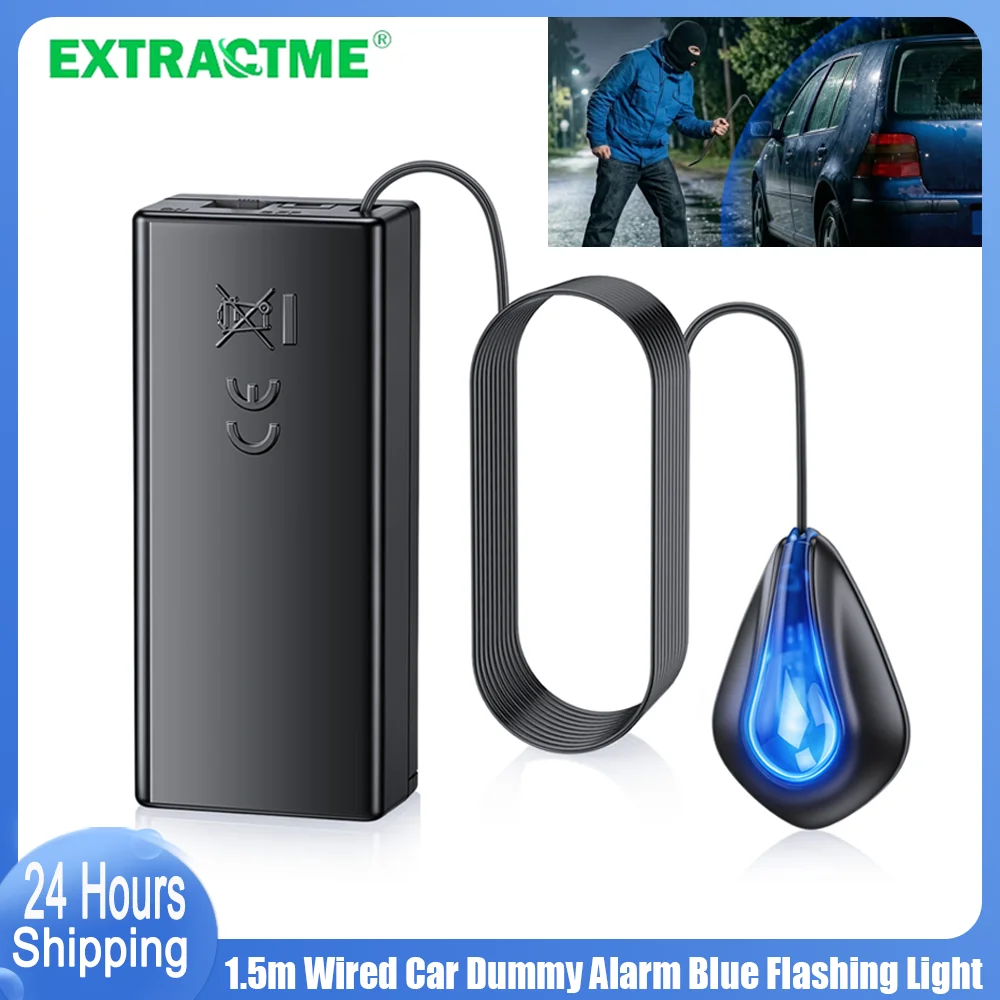 

1.5m Wired Car Dummy Alarm Blue Flashing Light Long Standby Vehicle Anti-theft Fake Car Alarm Warning Security Lamp Install