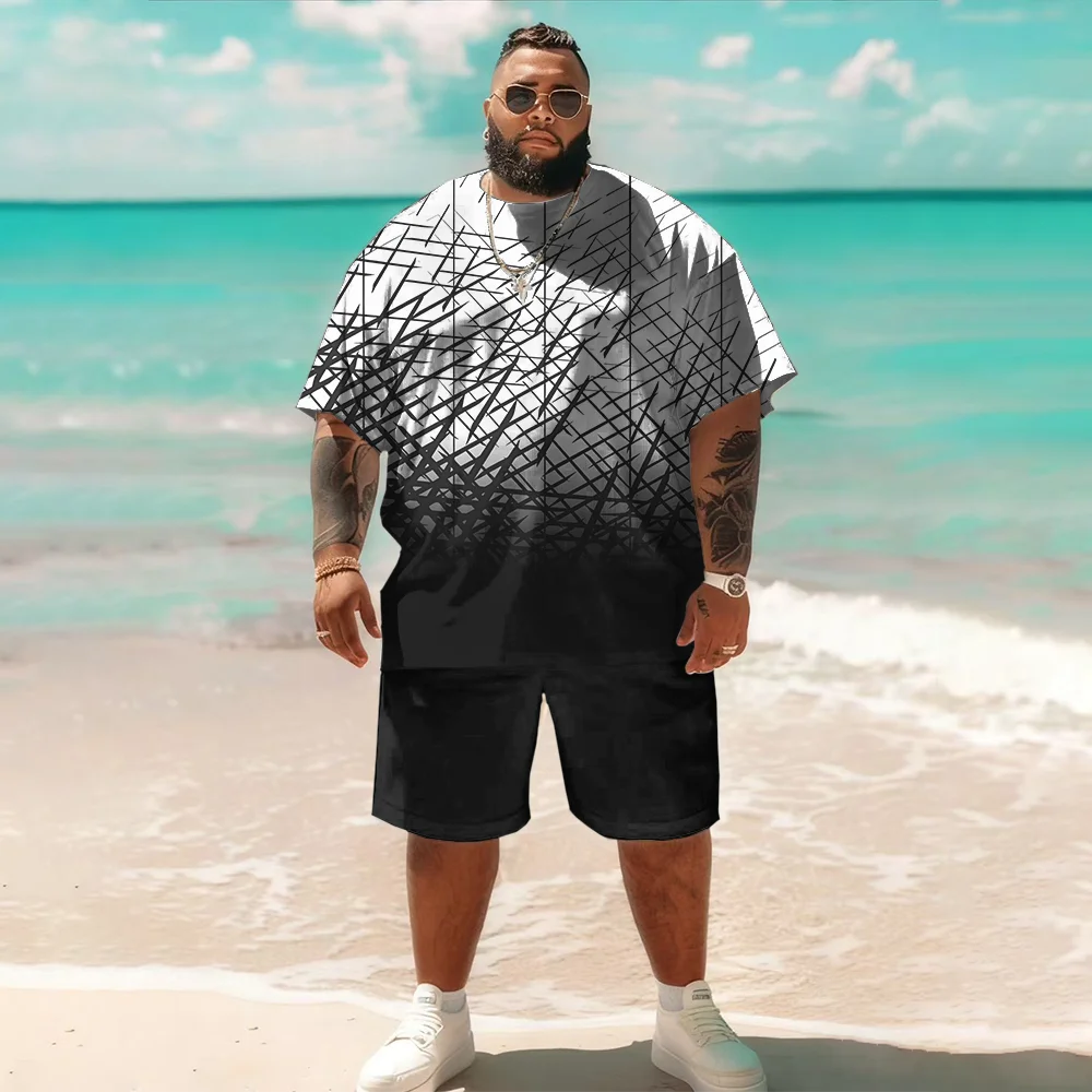 

S-9xl plus size Men's Short Sleeve Set: Textured Chic - 2-Piece Big & Tall Fit, Soft Breathable Fabric, Sleek Waffle Weave,