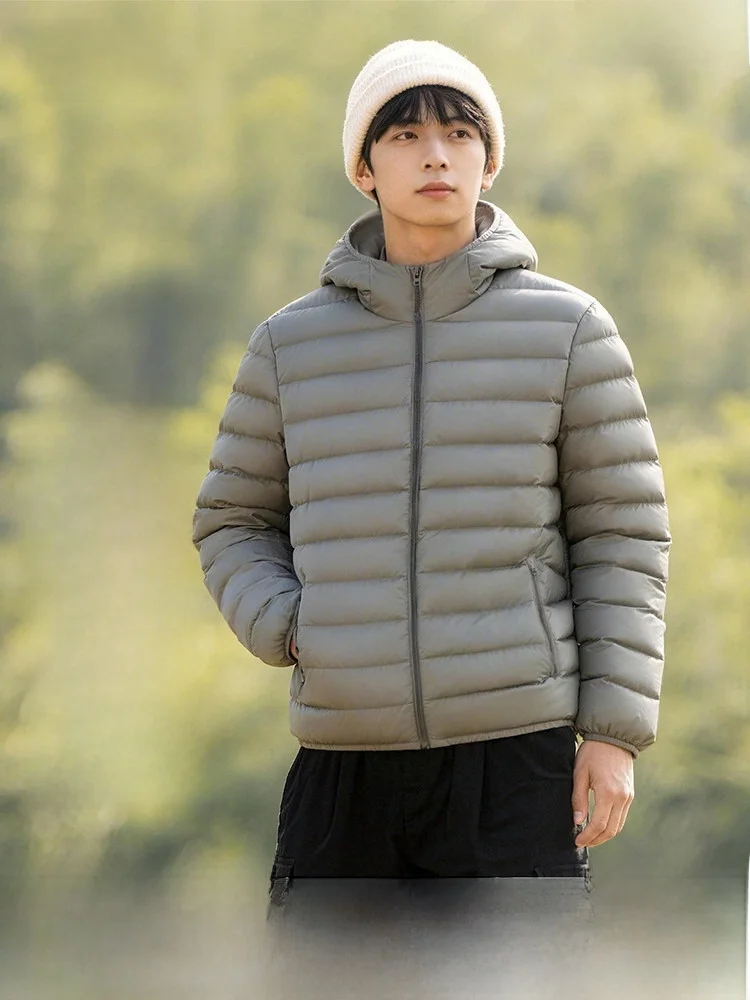 

Snow mid Winter Men's Hooded Duck down Jacket Simple Warm Casual Versatile Nylon Fabric City Leisure Daily Wear Standard Fit