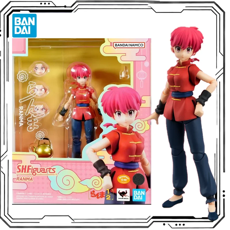 In Stock Bandai Original Ranma (Girl Version) S.H.F Ranma 1/2 Finished Product Anime Movable Action Figure Collectible Toy Gift