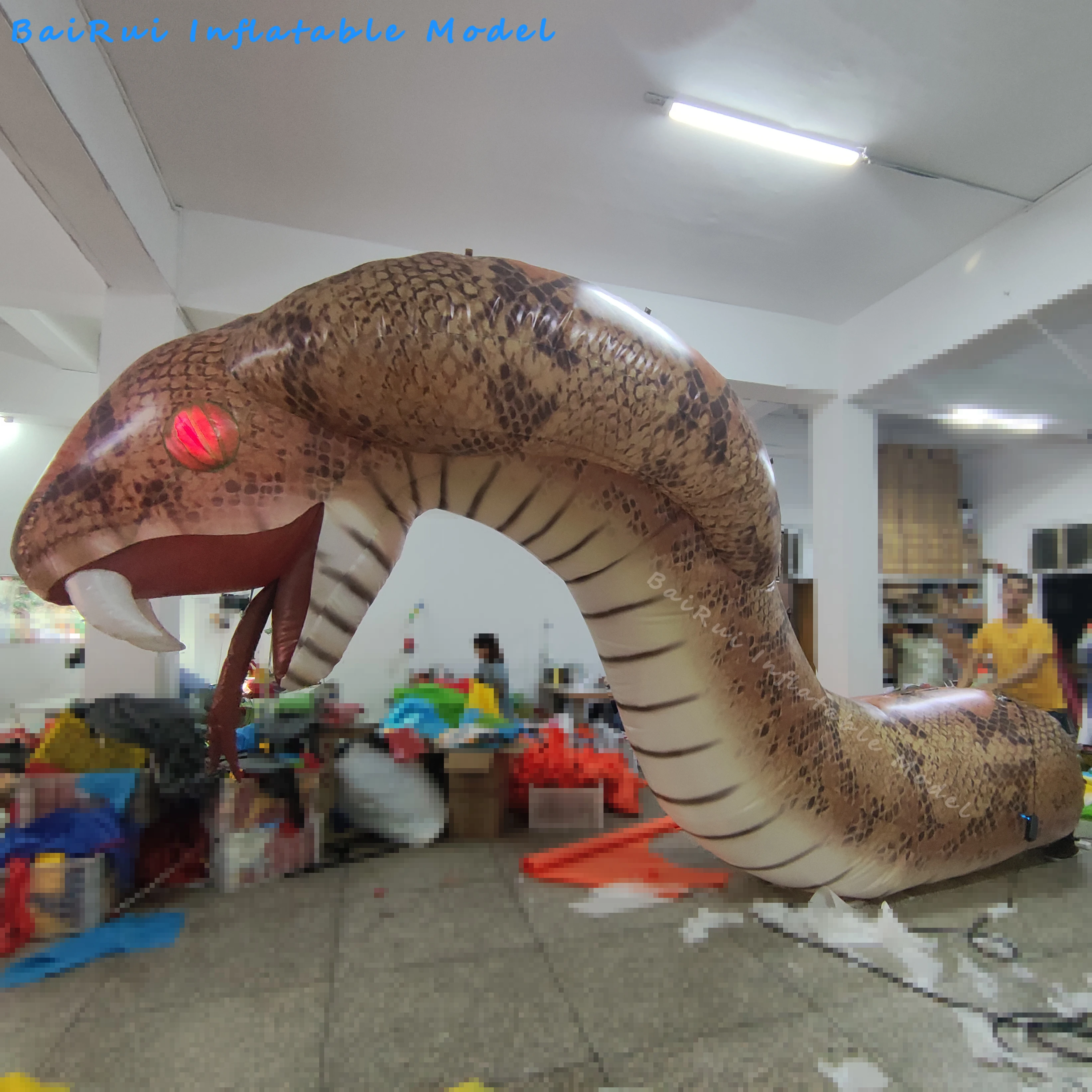Riesige aufblasbare 3D-Schlange, Python-Simulation, Kobra mit farbwechselndem LED-Licht, leuchtenden Augen, Event- und Bühnendekoration, Spielzeug – Detail 1