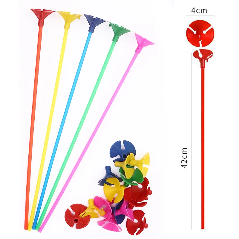 10/20/30pcs 42cm Balloon Stick With Cup White/Macaron Color Holder Wedding Birthday Party Inflatable Latex Balls Home Decoration