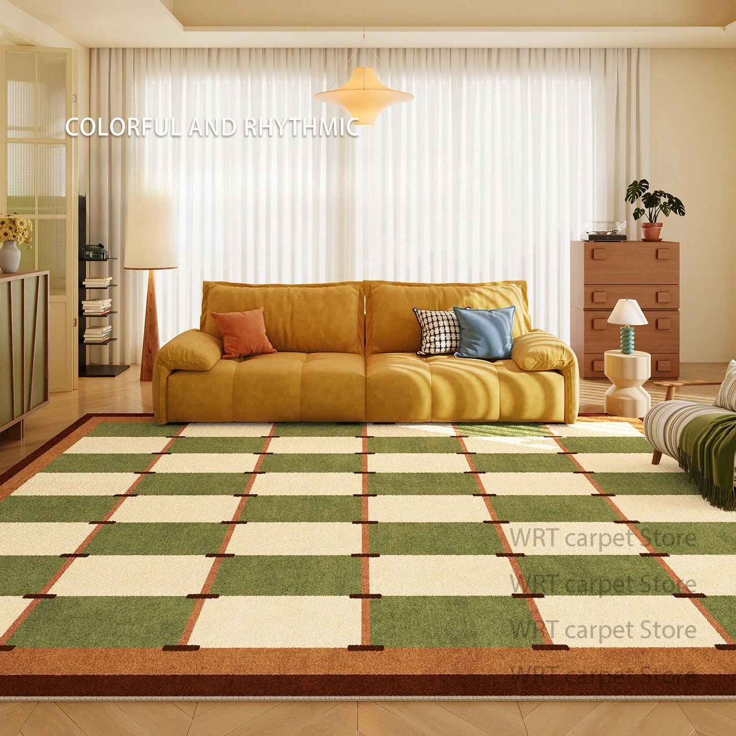 Retro Geometric Living Room Carpet Decoration Home Large Area Non-slip Rugs 200x300 Bedroom Bedside Plush Washable Foot Mat 러그