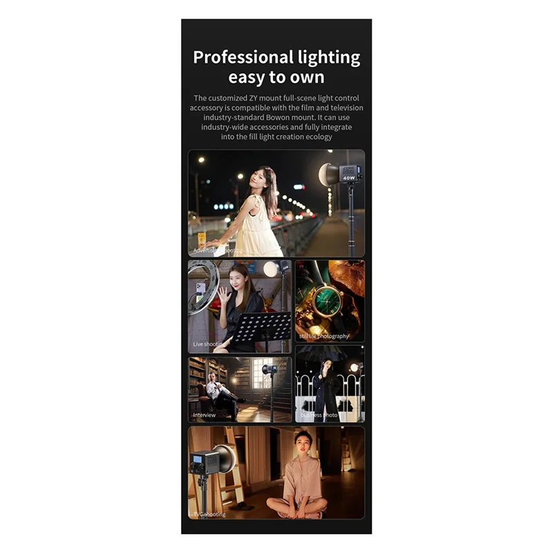 

M60 Handle Photo Studio Light COB Bi-Color CCT 2500-6500K CRI Greater Than Equal 95 TLCI Greater Than Equal 97 EU PLUG-B65A