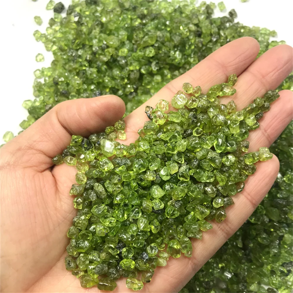 Natural Peridot Olivine Chip Stone Rock Tumbled Green Quartz Crystal Gravel Stone for