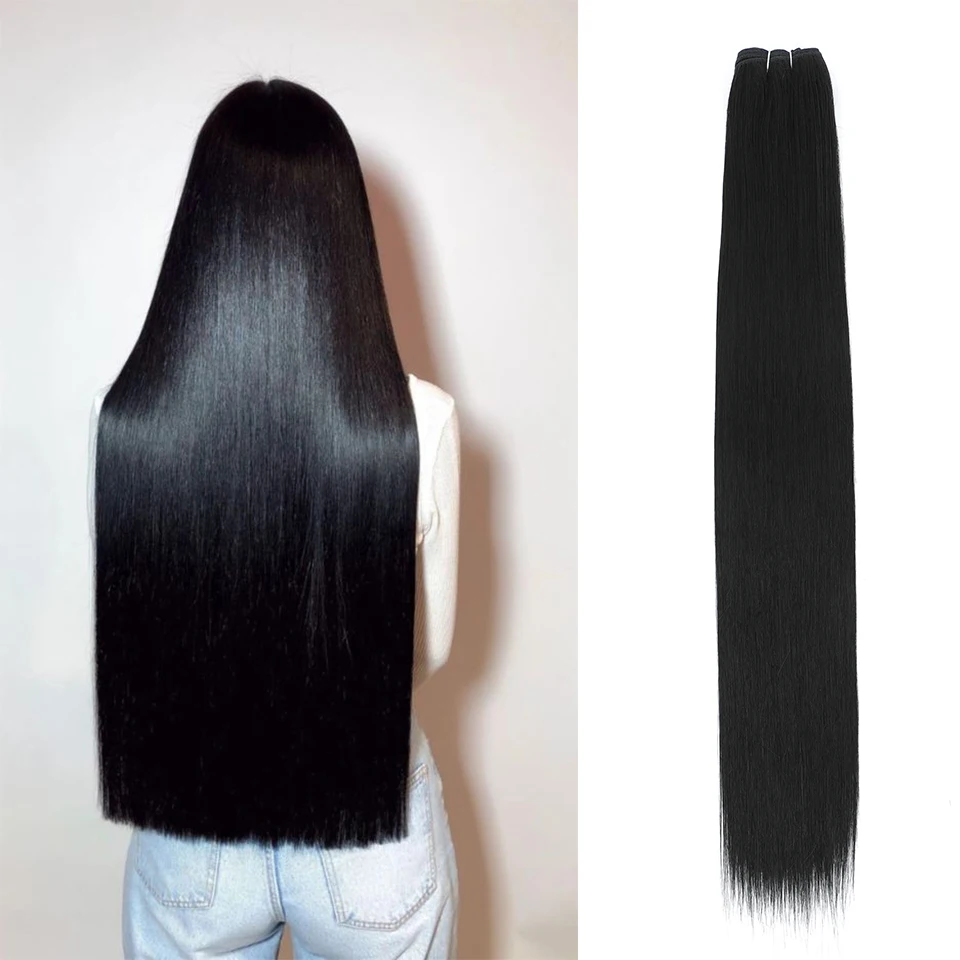 Gladys Straight Synthetic Hair Bundle 24-32 Inch Super Long Natural Hair Extensions Yaki Straight Hair Weaving Women Fake Hair