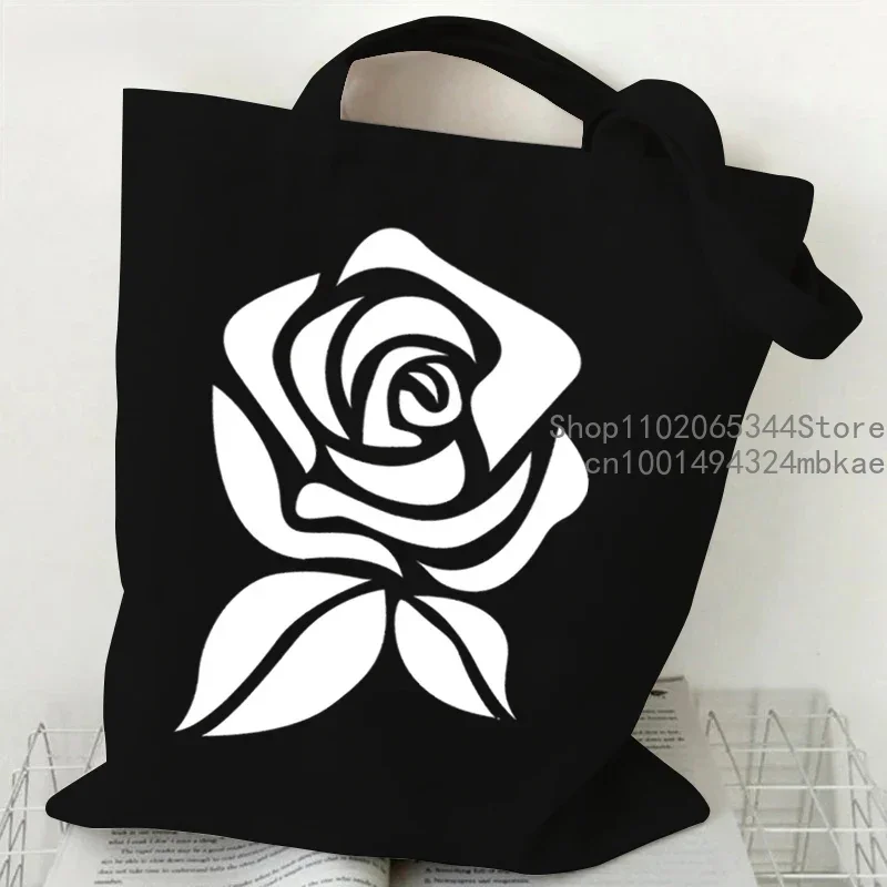 Christian Faith Floral Canvas Tote Bag Women Vintage Rose Shopping Shoulder Bags Flower Plant Graphic Lightweight Travel Handbag