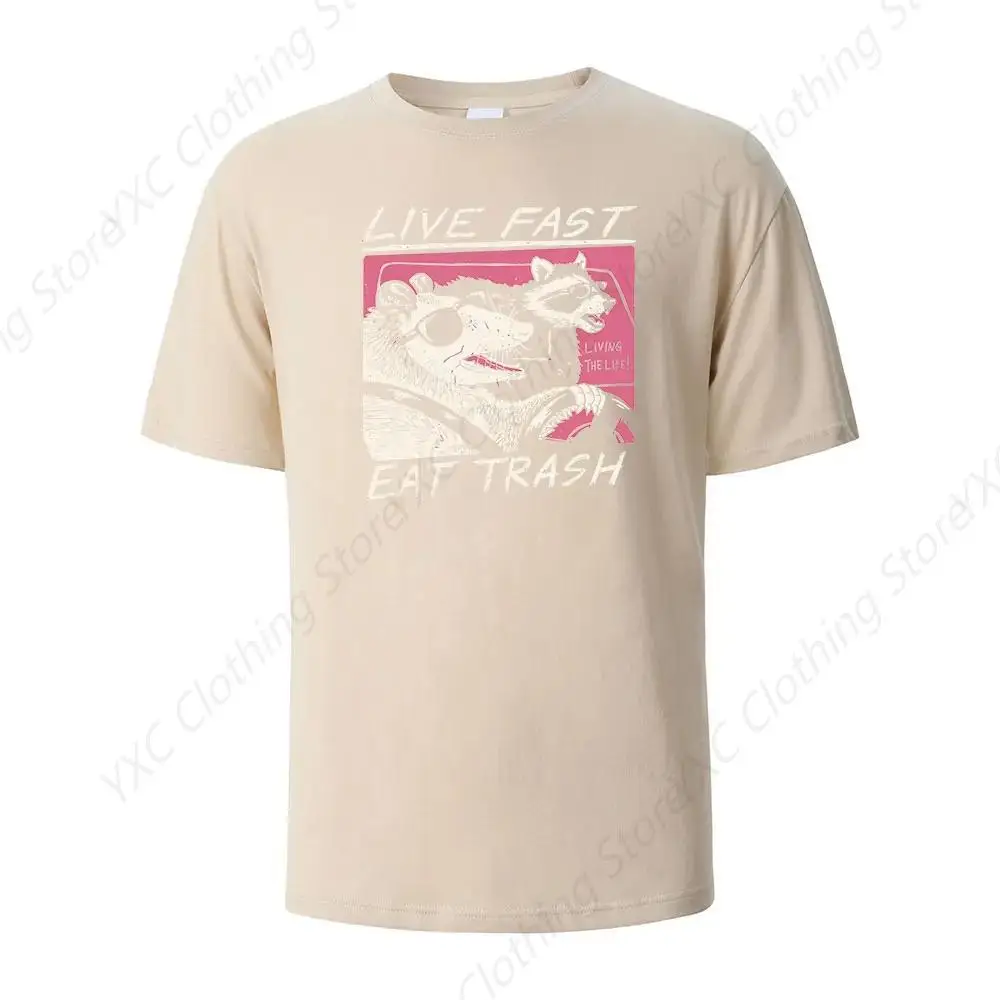 

Live Fast Eat Trash Print T-Shirt Summer Tees 100% Cotton Crew Neck Soft Fitted Tees S - 6XL Fresh Classic Basic Tshirts