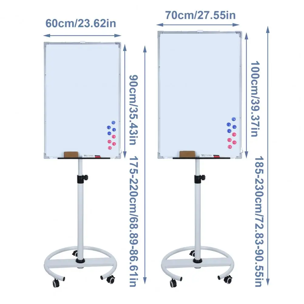 Wymazywalna tablica do pisania z powierzchnią magnetyczną, okrągła tablica biurowa o regulowanej wysokości, płynne pisanie mobilne Whiteb