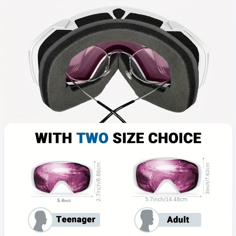OutdoorMaster Ski Goggles with Cover Snowboard Snow Goggles OTG Anti-Fog
