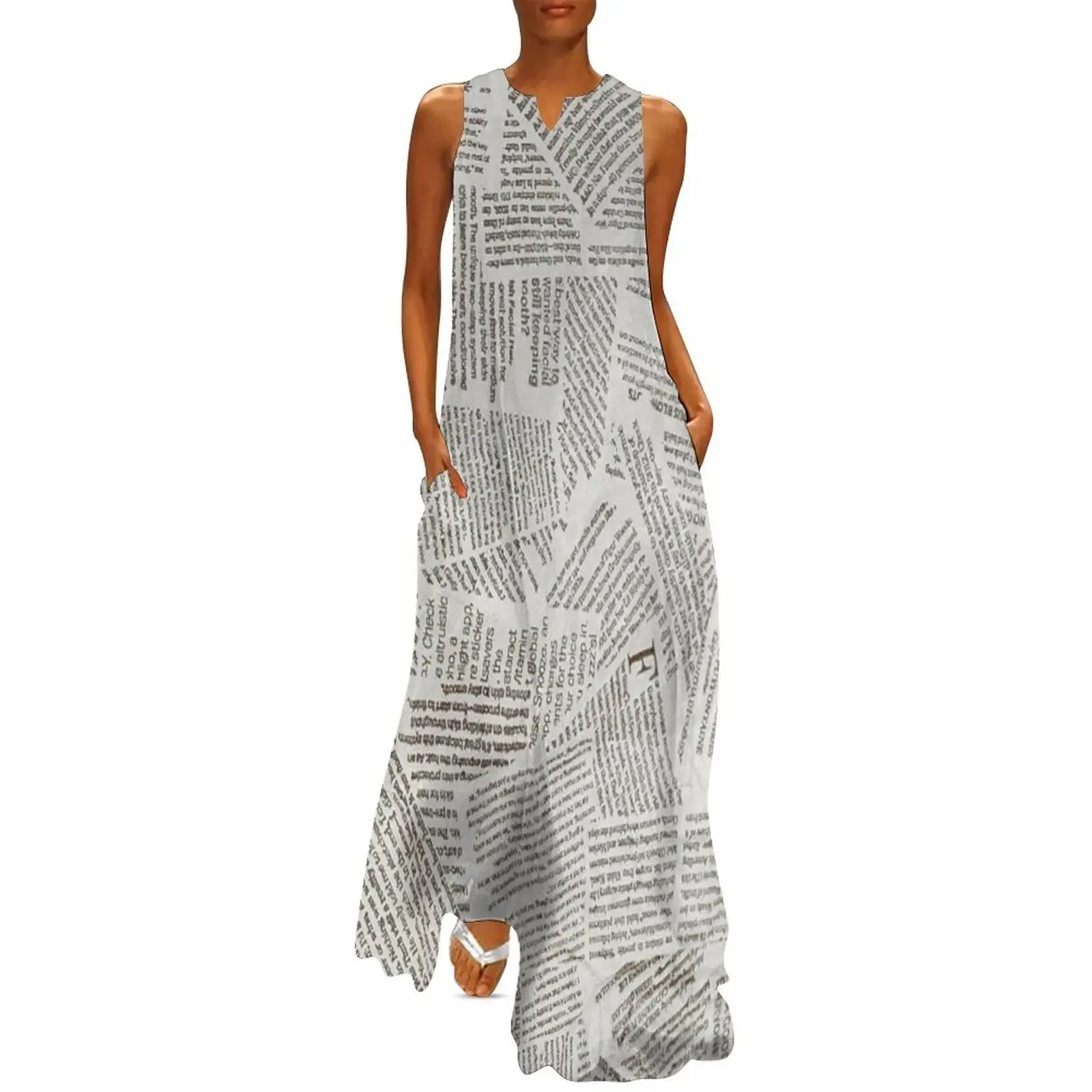 

Newspaper Long Dress elegant women's sets woman dress Dress