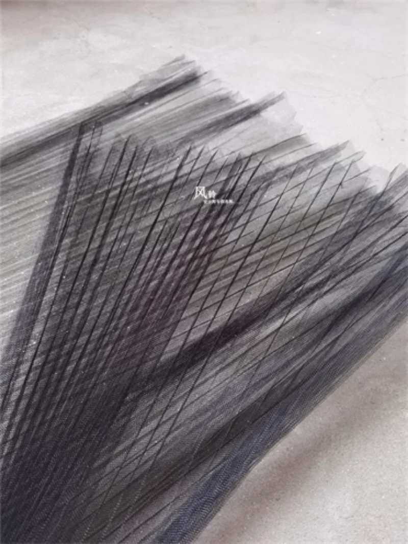 Аккордеон плиссированная сетка тюль ткань черная DIY юбка-пузырь форма свадебного платья шитье модное платье дизайнерская ткань